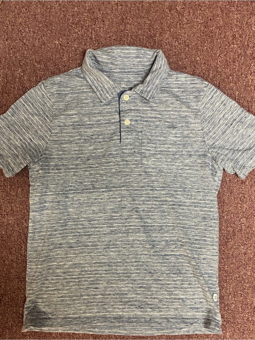 GAP Men's Heathered Light Blue Polo